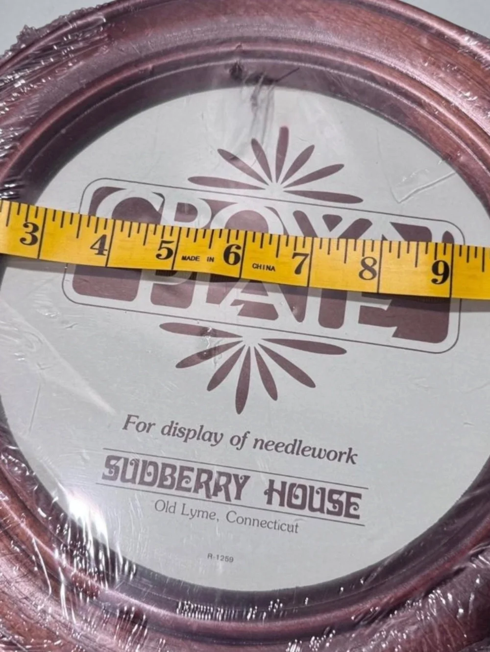 Vintage Sudberry House Crown Plate Needlework Frame 10” Wood Display NOS Sealed